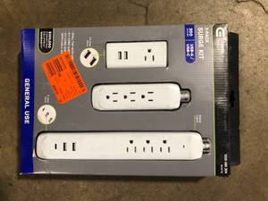 lot 17 image: Commercial Electric 4 ft. Multiple Outlet and Wall Mounted Surge Protector Set (3-Pack) Customer Returns See Pictures