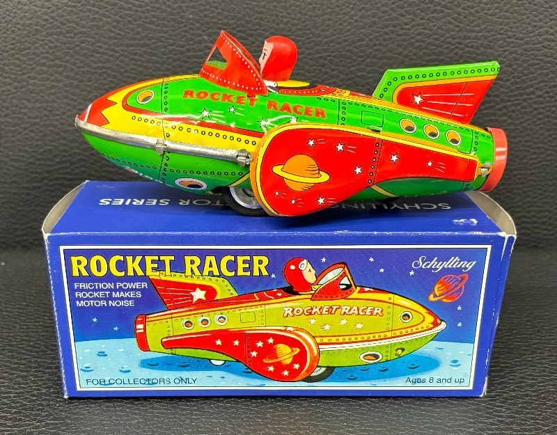 lot 72RO image: Schylling Collector Series Rocket Racer Friction Powered Rocket with Motor Sound