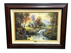 lot 78 image: Mountain Retreat Limited Edition Canvas Print by Thomas Kinkade