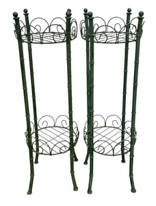 lot 97 image: Two Pretty Green Metal Planter Stands