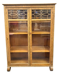 lot 8 image: Antique Empire  Arts and Crafts Glass Front Display Cabinet