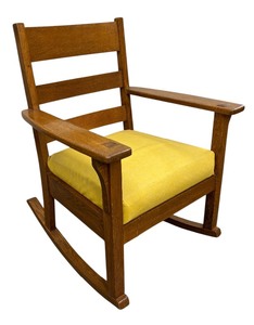 lot 100 image: Vintage Mission Style Wooden Rocking Chair