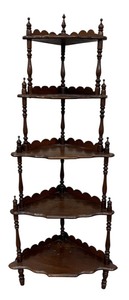 lot 63 image: Vintage Victorian Style Walnut Corner Shelf