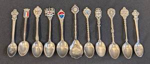 lot 169 image: Assorted Vintage Silver Plated Souvenir Spoons
