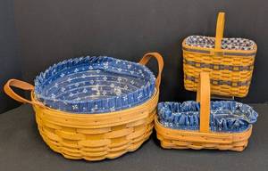 lot 171 image: Three Blue and White Longaberger Baskets