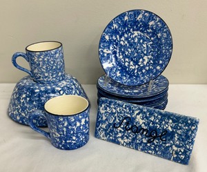 lot 61A image: Vintage Stangl Pottery Town and Country Plates, Cups, Vendor Sign and More