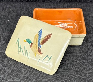 lot 163 image: Vintage Stangl Pottery Mallard Duck Cigarette Box  Trinket Box