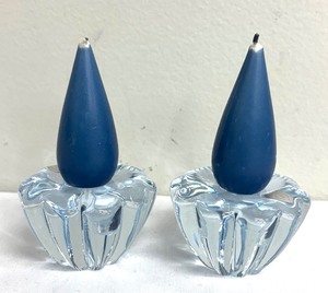 lot 193 image: Pair of Orrefors Stella Candle Holders Designed by Sven Palmqvist