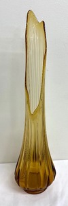 lot 81A image: Vintage LE Smith Swung Amber Glass Vase with Ribbed Contours