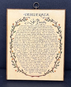 lot 217 image: Desiderata Poem Plaque by Max Ehrmann