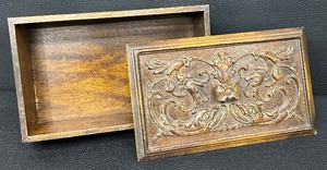 lot 55 image: Antique Renaissance Revival Rectangular Table Box with Florentine Carved Top and Carved Sides
