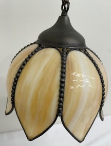lot 147A image: Vintage Stain Glass Hanging Light Fixture