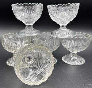 lot 111F image: Antique EAPG Flint Glass Bellflower Pattern - Master Salts - Set of Six