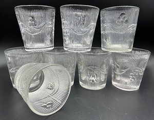 lot 29F image: Antique EAPG Flint Glass Bellflower Pattern Full Length Rib Tumblers - Set of Eight