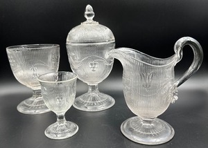 lot 66F image: Antique EAPG Flint Glass Bellflower Pattern Assortment of Lovely Pieces