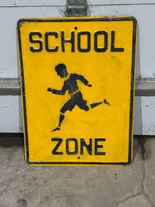 Vintage School Zone Heavy Metal Sign 18" x 24"