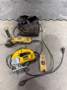 lot 59 image: DeWalt Jigsaw & Angle Grinder with Bag
