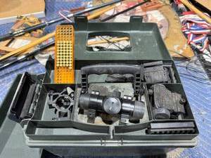 lot 75 image: Storage Box & Contents - Ammo, Sights & Glasses