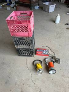 lot 166 image: Flashlights, Milk Totes, Mouse Trap & Padlocks