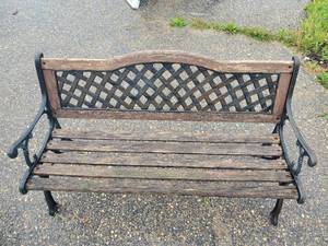 lot 45 image: Nice Wood and Cast Iron Bench