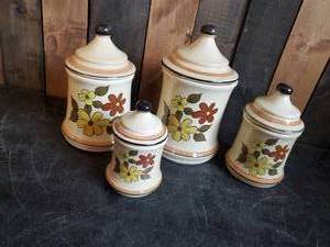 lot 97 image: Mid Modern Ceramic Canister Set Looks great