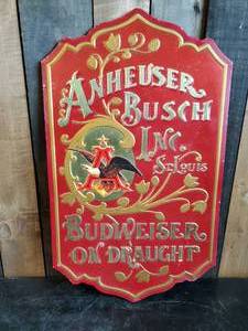 lot 107 image: 1960s Anheuser Busch Vintage Sign  Budweiser on Draught