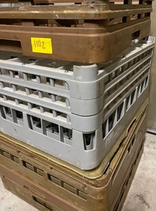 lot 1102 image: lot of commercial dishwashing racks