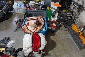 lot 50 image: Large Lot of Holiday Christmass Decorations With Tree Stand Holiday Train Set