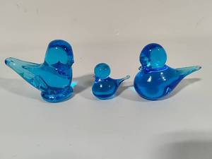 lot 2 image: Glass Bluebirds