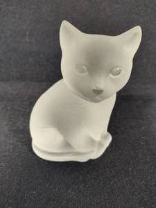 lot 40 image: Nybro Sweden Frosted Glass Cat Paperweight