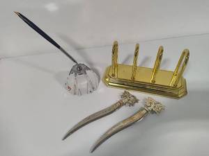 lot 55 image: BrassCrystal Desk Assortment