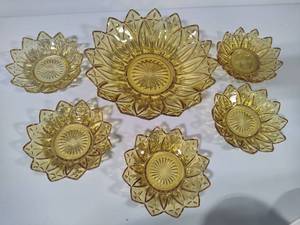 lot 76 image: Amber Glass Petal Bowls