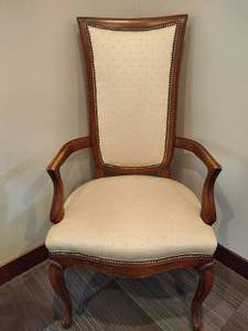 lot 65 image: Antique Nail Tack Wood Armchair