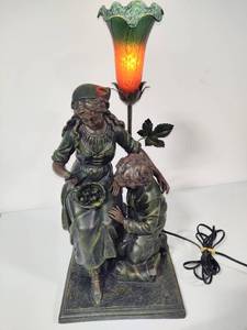 Moreau Style Art Nouveau Brass Lamp
