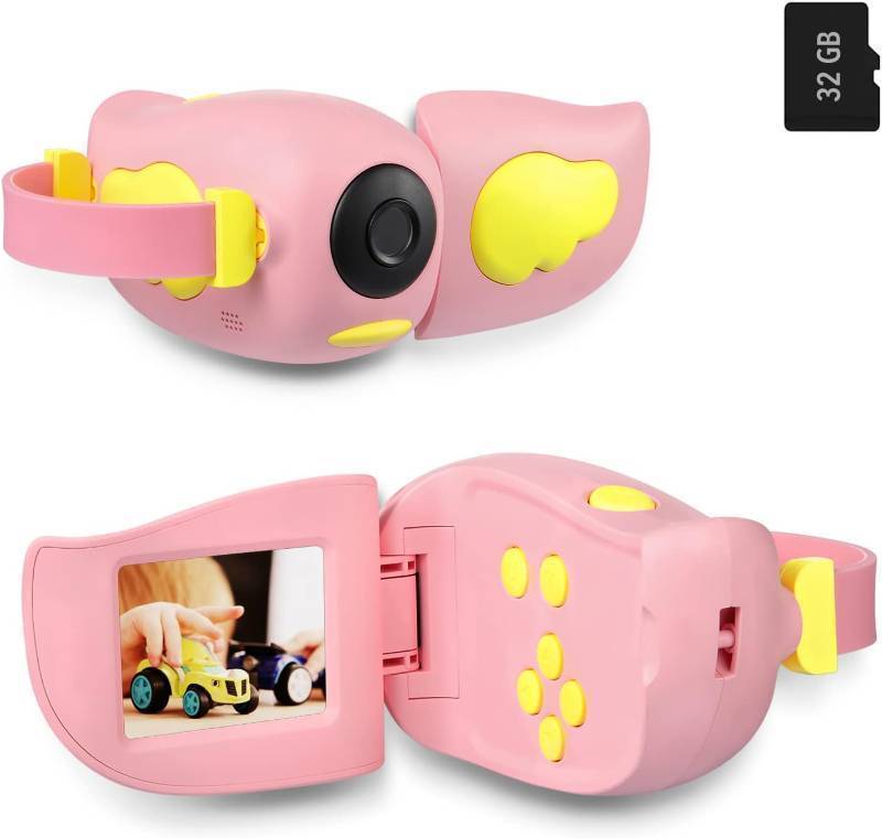 lot 908 image: Dartwood 720P HD Kids Video CameraCamcorder with 2.0 Color Display Screen - 32GB microSD Card Included (Pink)