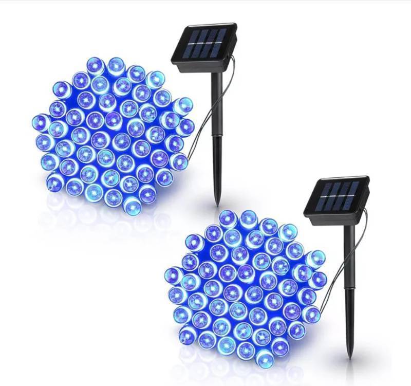 lot 940 image: Dartwood Solar String Lights - Outdoor Decorative Solar Fairy Lights for Your House, Yard, or Garden (2 Pack, Blue)