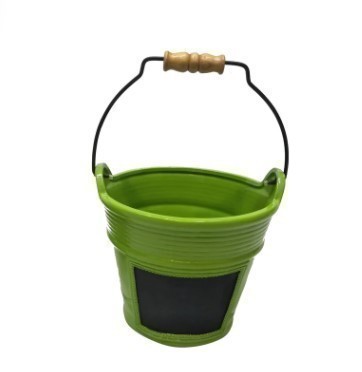lot 953 image: INFINITY JY17114-G CHALKBOARD BUCKET PLANTER, CERAMIC, GREEN, 8.27 X 7.68