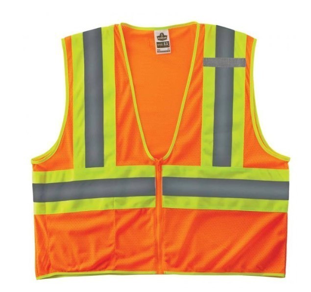 lot 802 image: NEW GloWear 8229Z Two-Tone Hi-Vis Safety Vest - Type R, Class 2, Zipper, Economy - ORANGE LXL