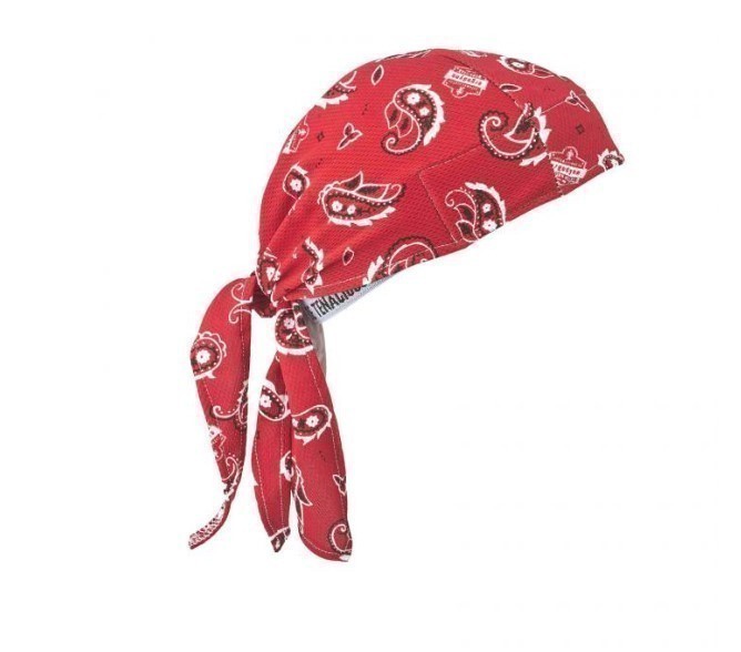 lot 807 image: NEW 2 Pack of Ergodyne Chill-Its 6615 High-Performance Bandana Do Rag - Terry Cloth Sweatband - Red Western