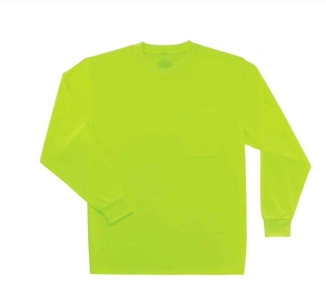 lot 822 image: NEW Ergodyne GloWear 8091 Hi-Vis Long Sleeve T-Shirt - Non-Certified - LIME - 5XL