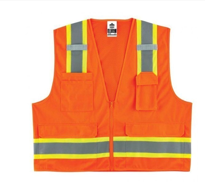 lot 830 image: NEW Ergodyne GloWear 8248Z Two-Tone Surveyors Vest - Type R, Class 2, Zipper - ORANGE - 2XL3XL