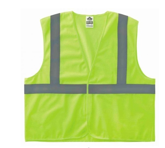 lot 834 image: NEW Ergodyne GloWear 8205HL Mesh Hi-Vis Safety Vest - Type R, Class 2, Hook  Loop, No Pockets - LIME - SM