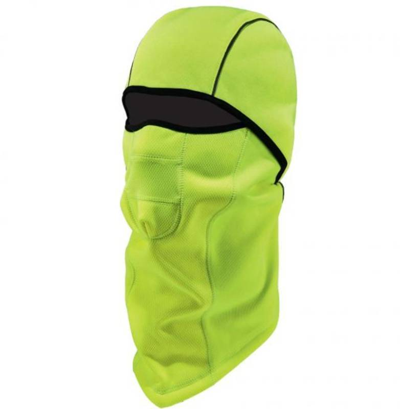 lot 838 image: 6 pack of NEW Ergodyne N-Ferno 6823HV Lime Hi-Viz Wind-proof Hinged Balaclavas