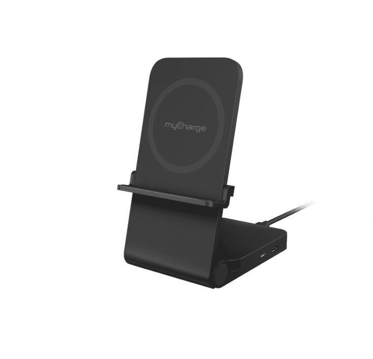 lot 704 image: NEW myCharge 2-in-1 Charging Stand with 15 Watt Wireless Charge Surface 20W Charge
