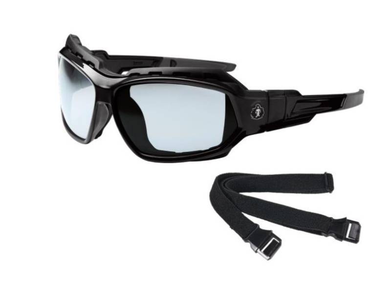 lot 727 image: NEW 2 Pack of Ergodyne Skullerz LOKI Convertible Safety Spoggles w Strap -Black-IndoorOutdoor Lens