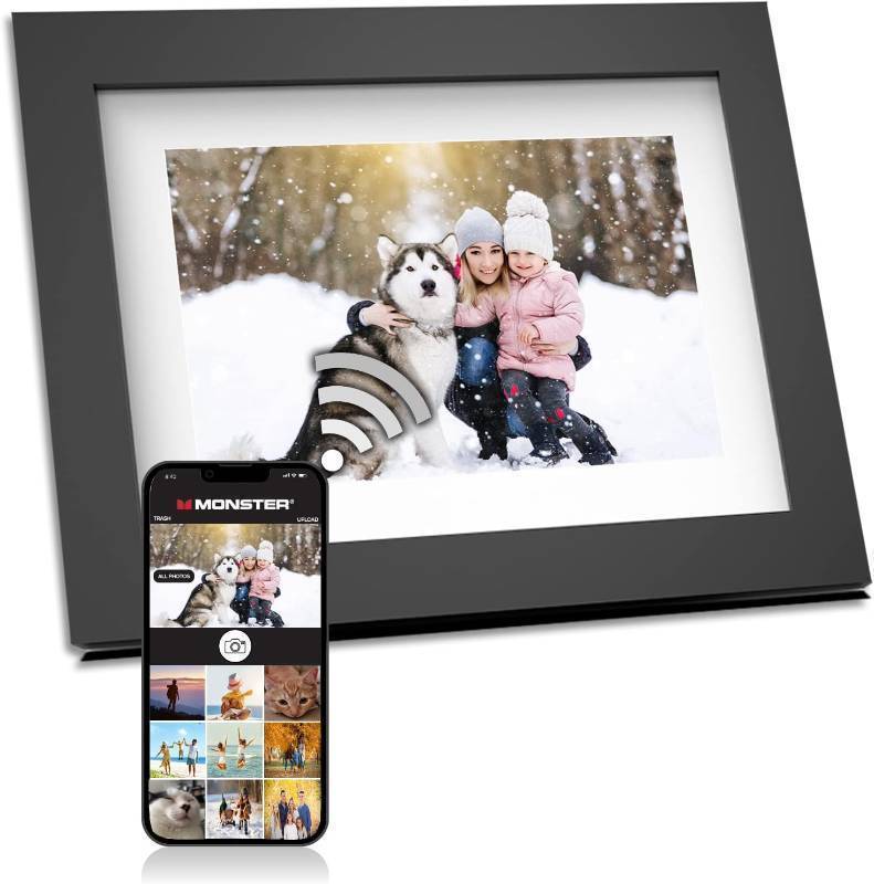 lot 731 image: Monster Smart Home 8-inch Digital Picture Frame with 16GB of Photo Storage, 1280p Display