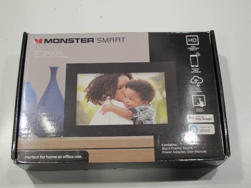 lot 734 image: Monster Smart Home 10-inch Digital Picture Frame with 16GB of Photo Storage, 1280p Display