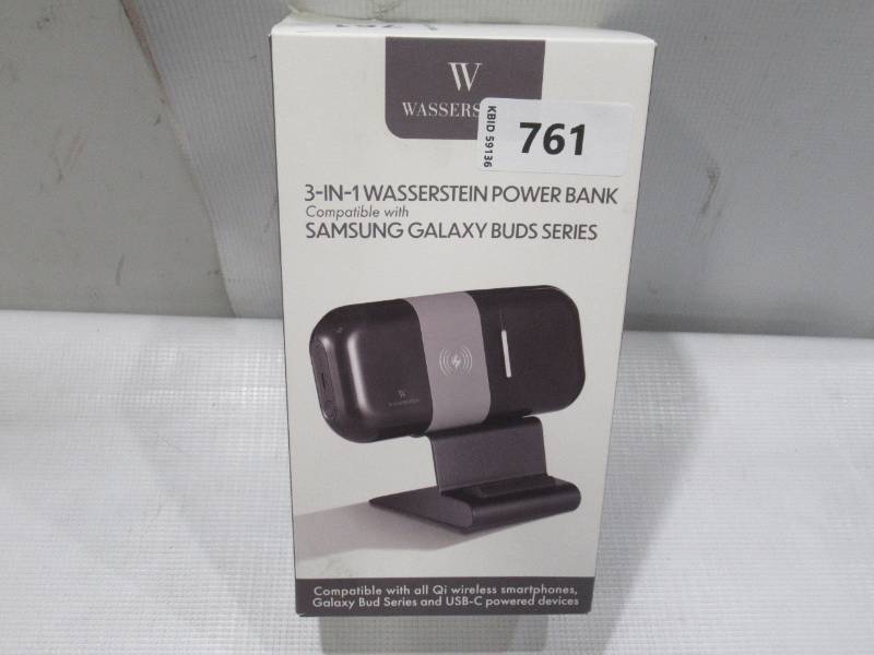 lot 761 image: NEW Wasserstein Wireless Charging Power Bank Charging Stand for Samsung Galaxy Buds