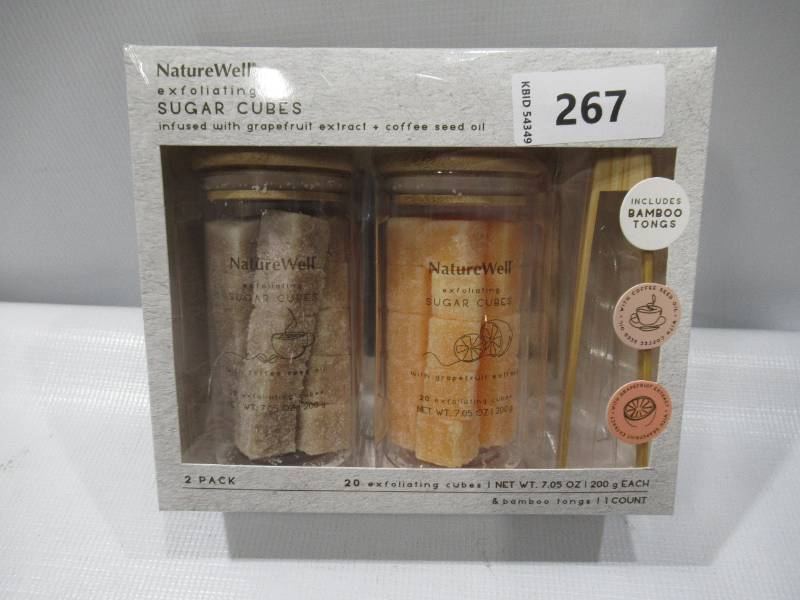 lot 210 image: NEW NatureWell Exfoliating Sugar Cubes, Grapefruit and Coffee, 20 cubes, 2 pk.
