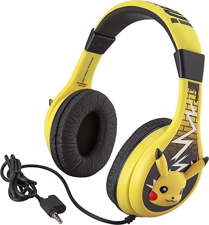 lot 286 image: Pokemon Pikachu Kids Headphones, Adjustable Headband, Stereo Sound, 3.5Mm Jack, Wired Headphones for Kids